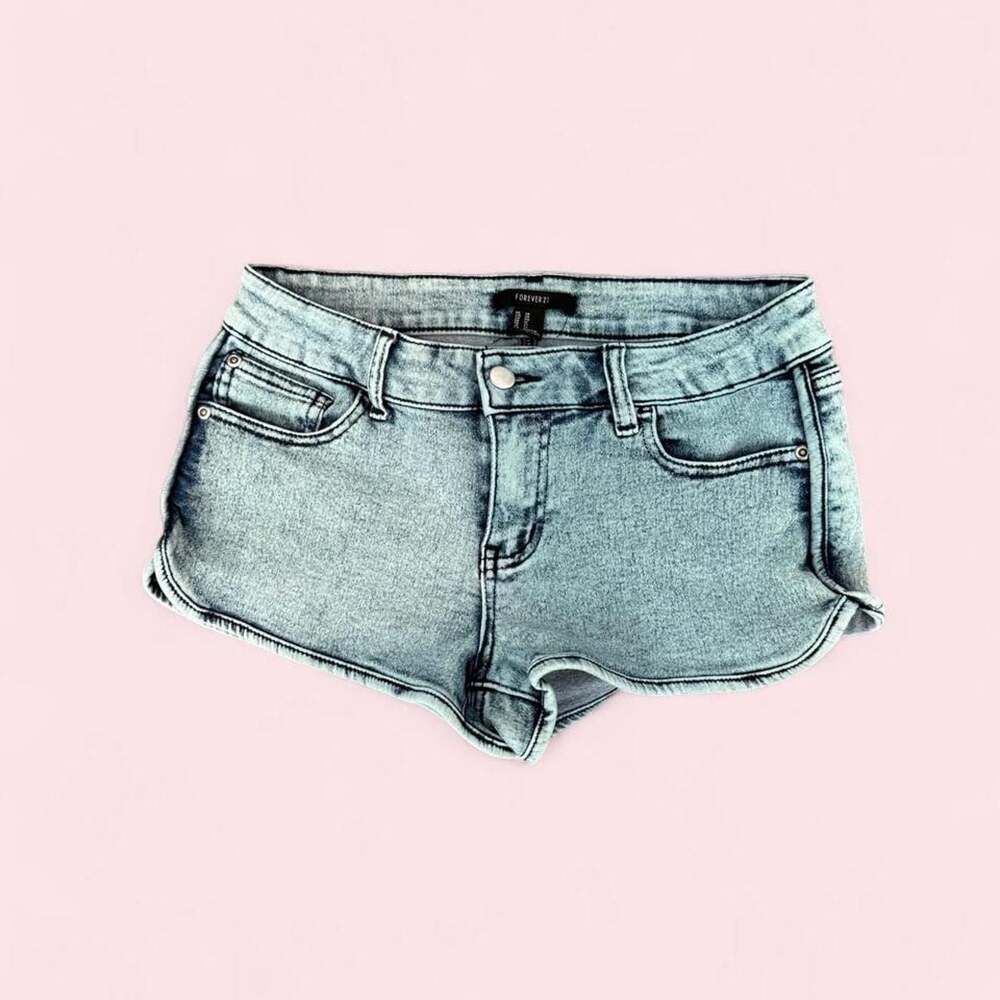 Forever 21 Acid Wash Low Rise Denim Short Shorts